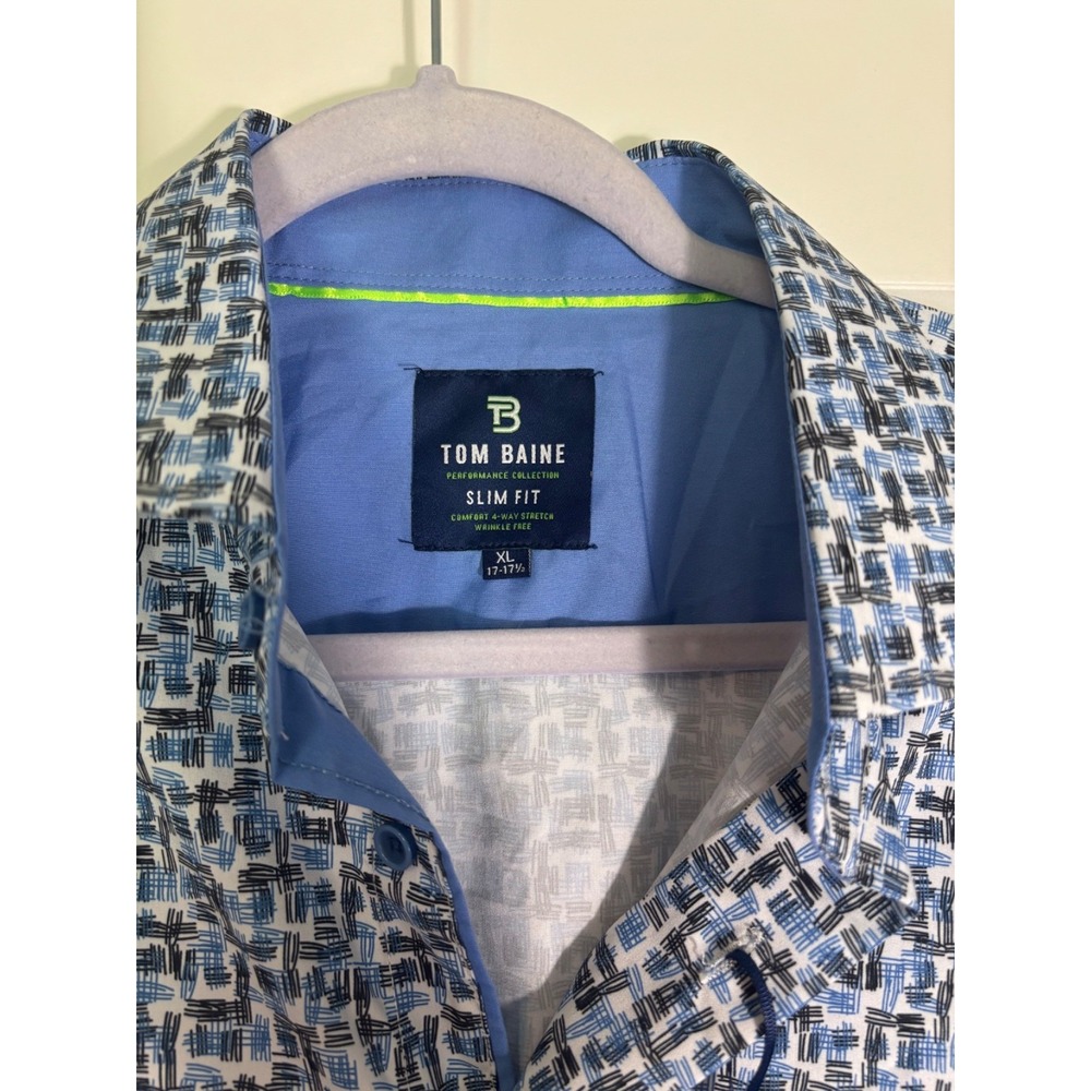 Tom Baine Performace Collection Slim Fit‎ Comfort Blue Pattern Size XL NWOT - Picture 3 of 3